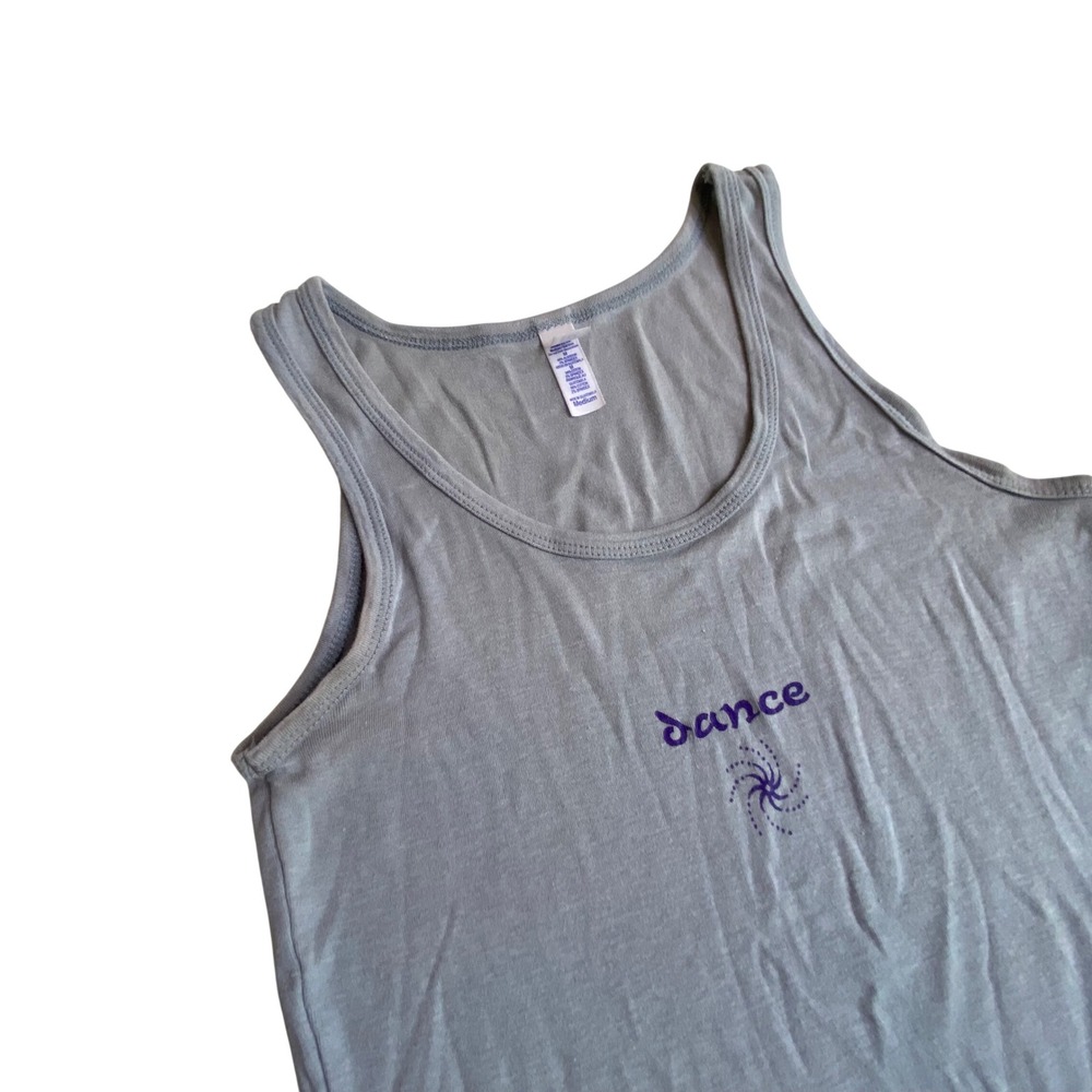 Bella Tank Top Womens Medium Grey Dance Graphic Scoop Neck Ribbed Stretch